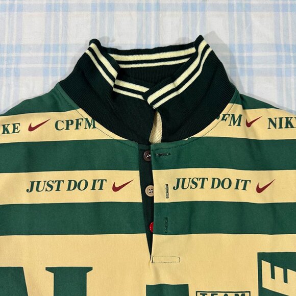 Nike Men's Logo Print Contrast Stripe Long Sleeved Polo Shirt - Picture 2 of 6